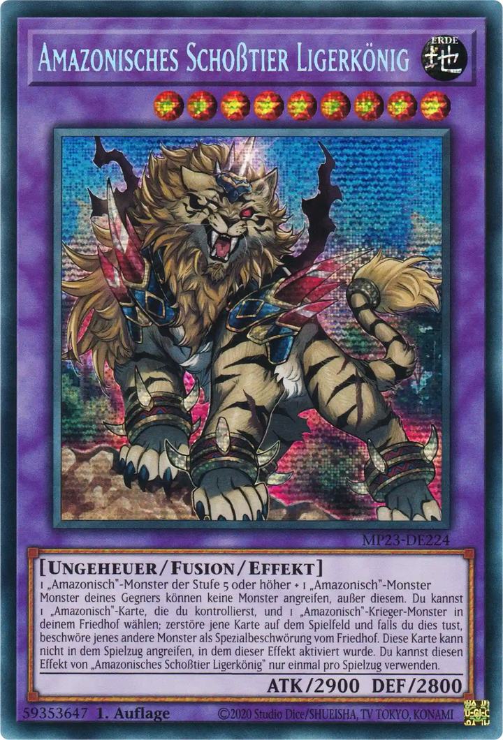Amazonisches Schoßtier Ligerkönig Yu-Gi-Oh! Karte MP23-DE224 Secret Rare