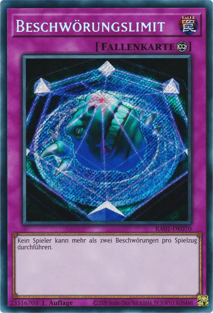 Beschwörungslimit Yu-Gi-Oh! Karte RA01-DE070 Secret Rare