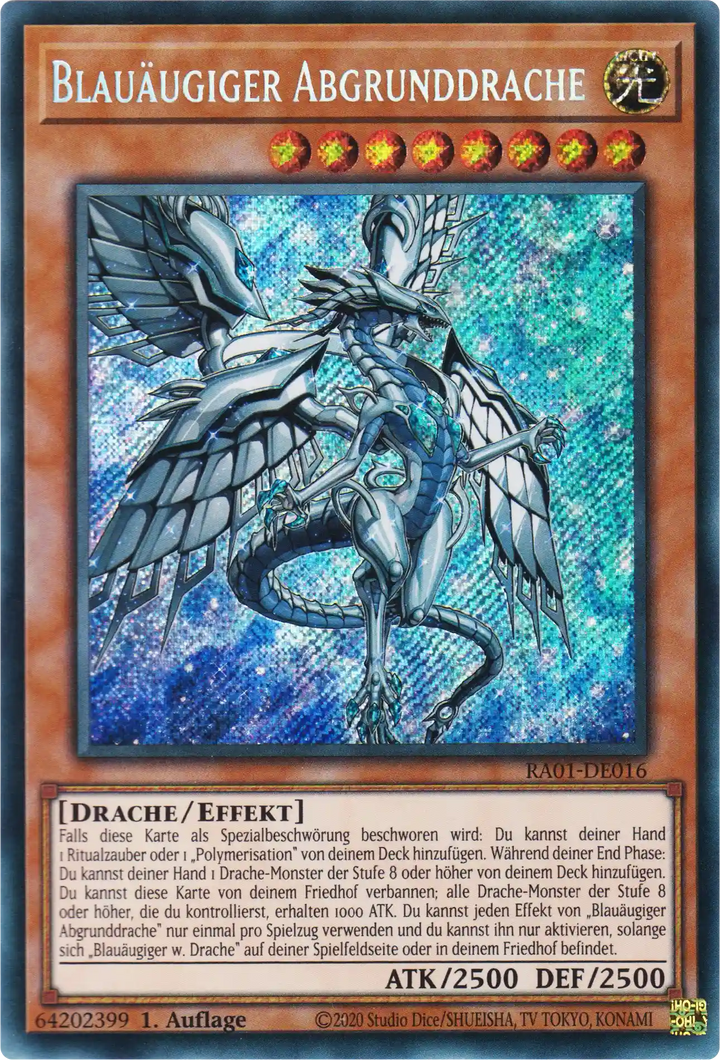 Blauäugiger Abgrunddrache Yu-Gi-Oh! Karte RA01-DE016 Secret Rare