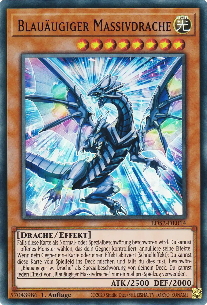 Blauäugiger Massivdrache Yu-Gi-Oh! Karte LDS2-DE014 Purple Ultra Rare