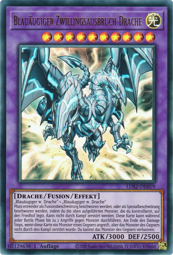 Blauäugiger Zwillingsausbruch-Drache Yu-Gi-Oh! Karte LDS2-DE019 Ultra Rare