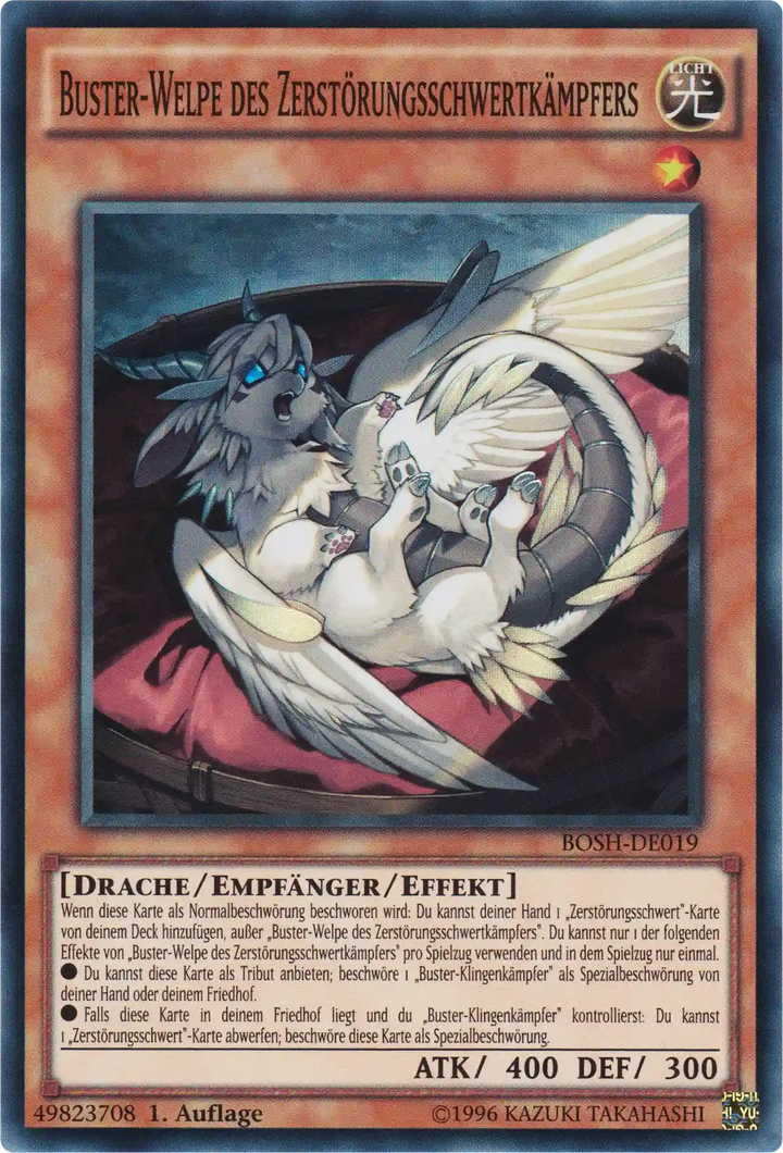 Buster-Welpe des Zerstörungsschwertkämpfers Yu-Gi-Oh! Karte BOSH-DE019 Super Rare
