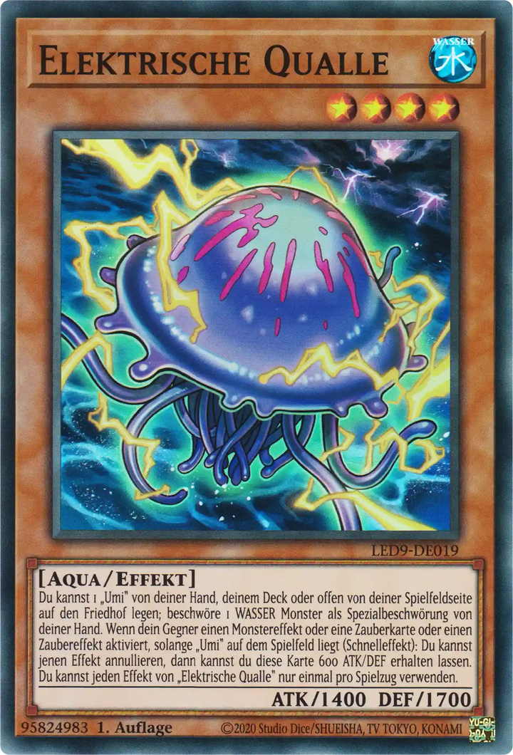 Elektrische Qualle Yu-Gi-Oh! Karte LED9-DE019 Super Rare