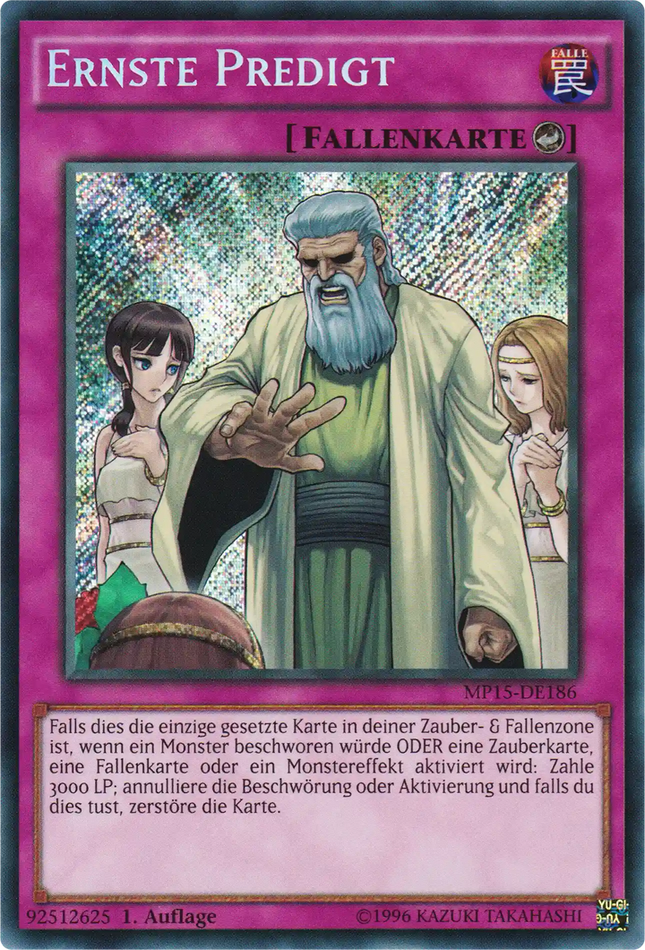 Ernste Predigt Yu-Gi-Oh! Karte MP15-DE186 Secret Rare