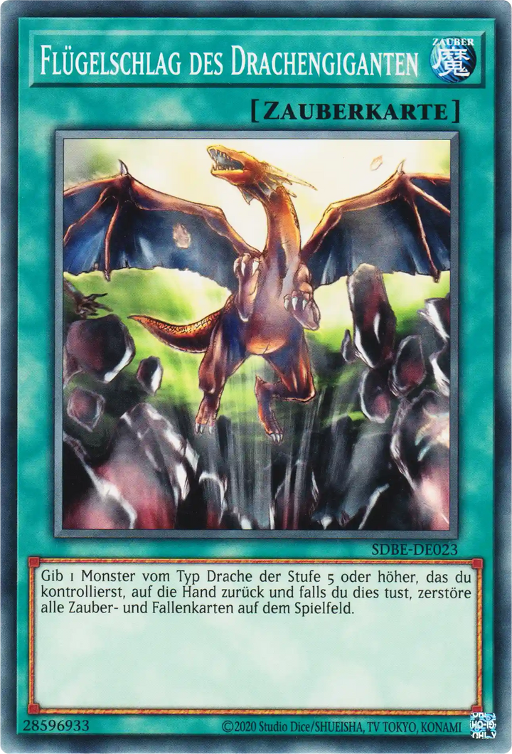 Flügelschlag des Drachengiganten Yu-Gi-Oh! Karte SDBE-DE023 Common