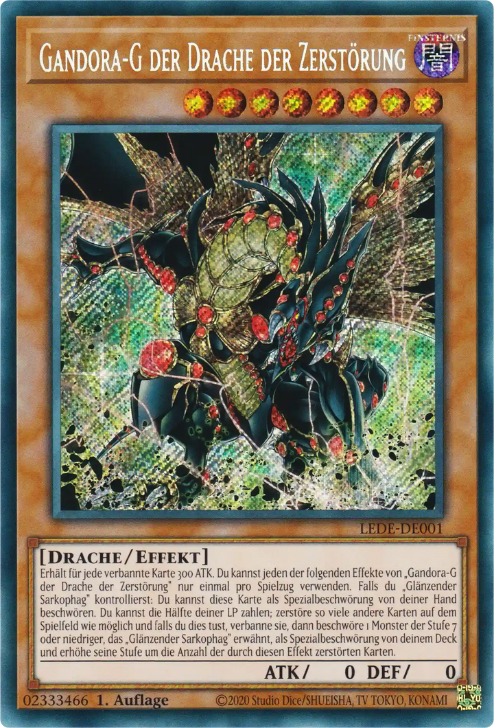 Gandora-G der Drache der Zerstörung Yu-Gi-Oh! Karte LEDE-DE001 Secret Rare
