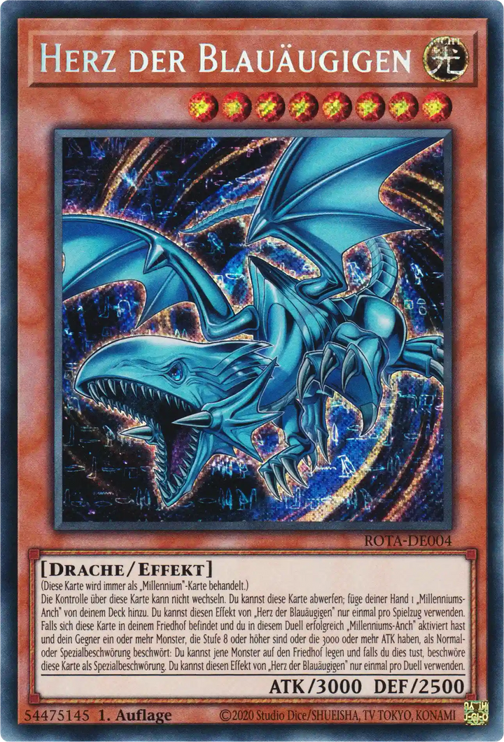 Herz der Blauäugigen Yu-Gi-Oh! Karte ROTA-DE004 Secret Rare