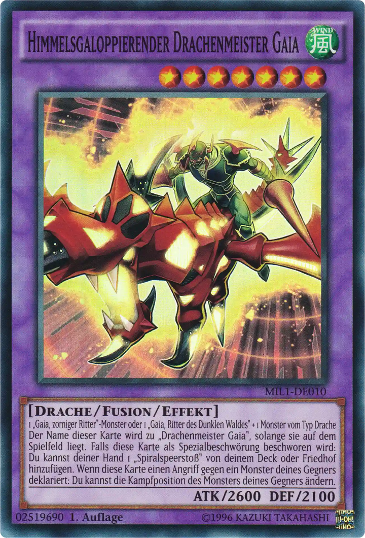 Himmelsgaloppierender Drachenmeister Gaia Yu-Gi-Oh! Karte MIL1-DE010 Super Rare