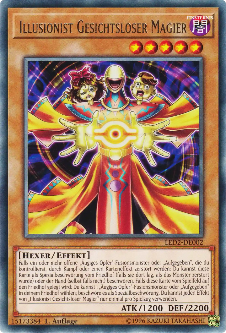 Illusionist Gesichtsloser Magier Yu-Gi-Oh! Karte LED2-DE002 Rare