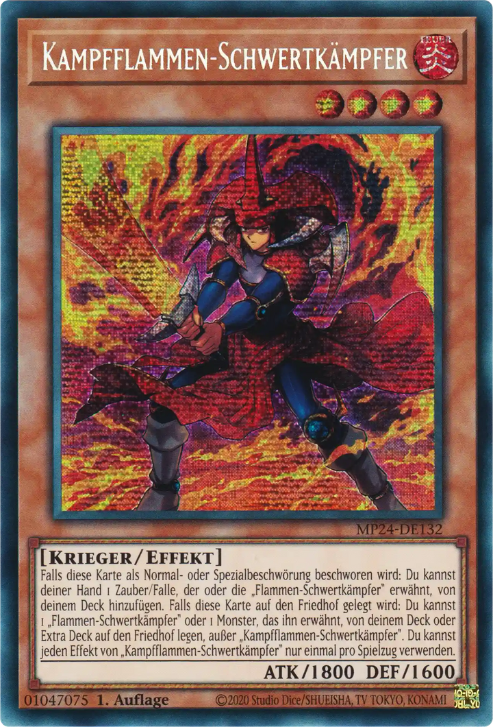 Kampfflammen-Schwertkämpfer Yu-Gi-Oh! Karte MP24-DE132 Secret Rare