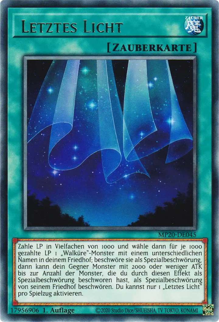Letztes Licht Yu-Gi-Oh! Karte MP20-DE045 Rare