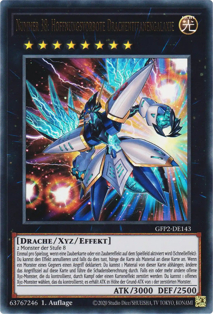 Nummer 38: Hoffnungsvorbote Drachentitanengalaxie Yu-Gi-Oh! Karte GFP2-DE143 Ultra Rare