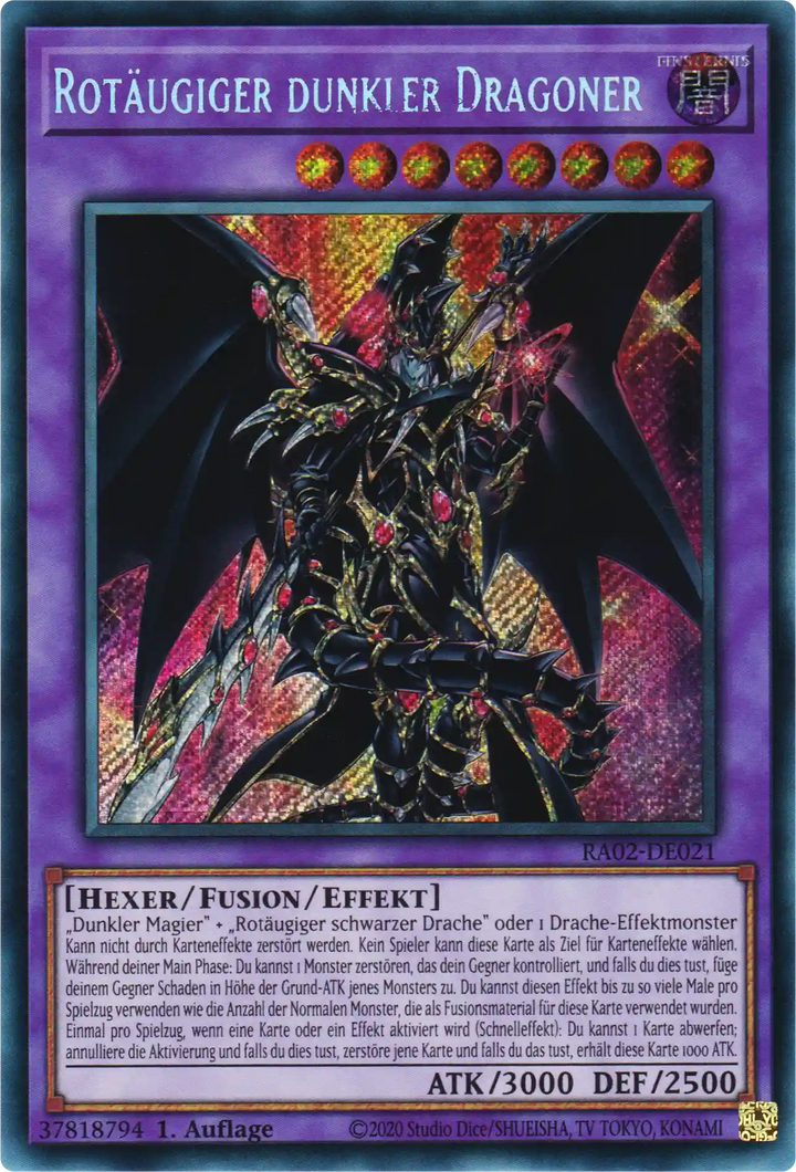 Rotäugiger dunkler Dragoner Yu-Gi-Oh! Karte RA02-DE021 Secret Rare