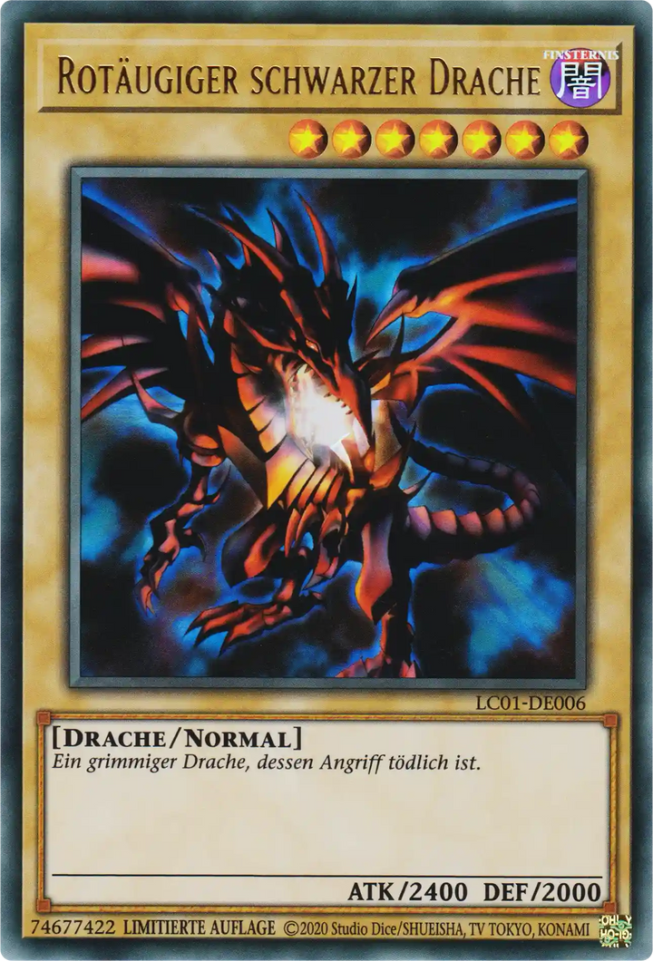 Rotäugiger schwarzer Drache Yu-Gi-Oh! Karte LC01-DE006 Ultra Rare