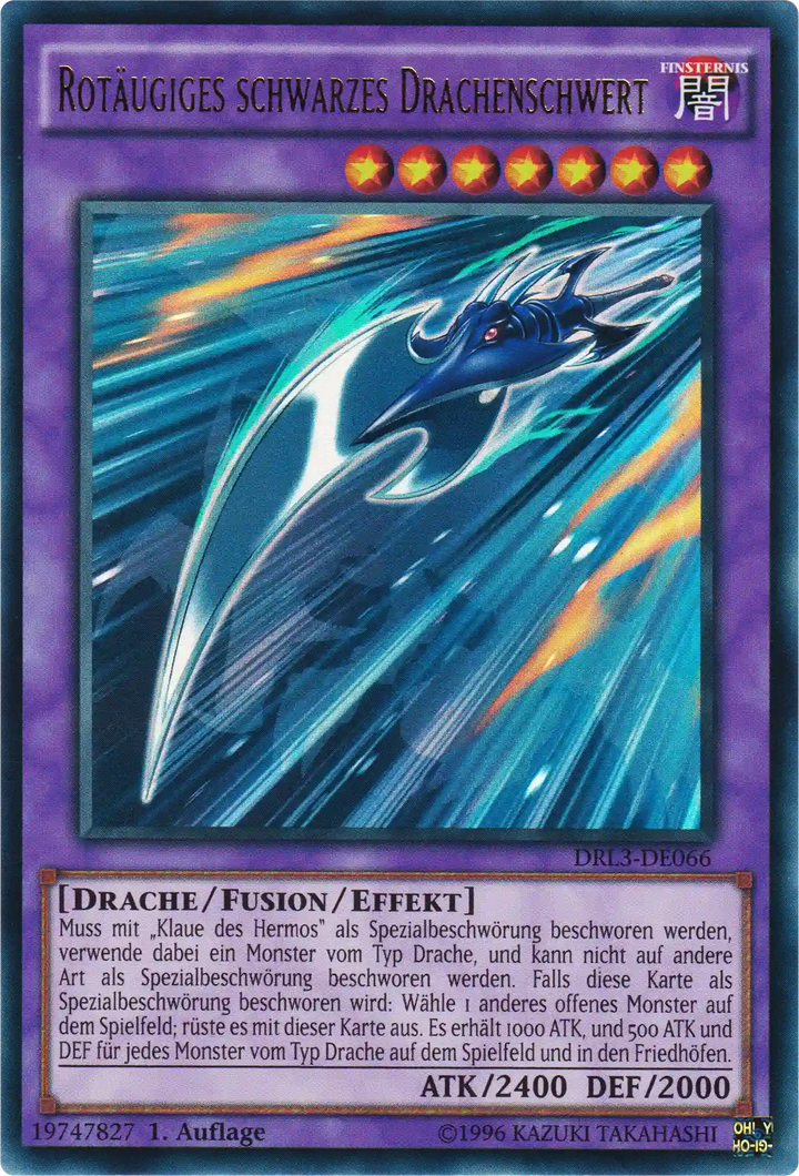 Rotäugiges schwarzes Drachenschwert Yu-Gi-Oh! Karte DRL3-DE066 Ultra Rare