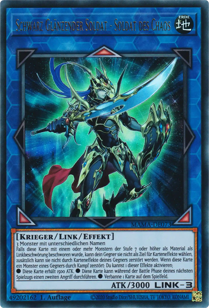 Schwarz Glänzender Soldat - Soldat des Chaos Yu-Gi-Oh! Karte MAMA-DE073 Ultra Rare