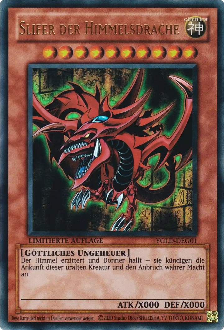 Slifer der Himmelsdrache Yu-Gi-Oh! Karte YGLD-DEG01 Ultra Rare