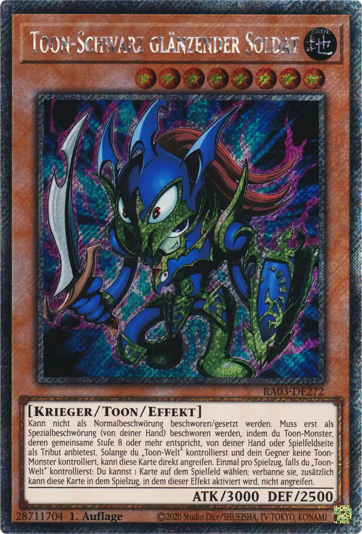 Toon-Schwarz glänzender Soldat Yu-Gi-Oh! Karte RA03-DE272 Platinum Secret Rare