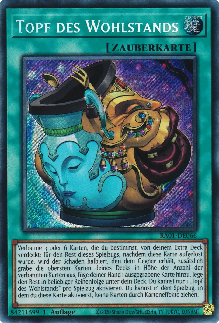 Topf des Wohlstands Yu-Gi-Oh! Karte RA01-DE066 Secret Rare