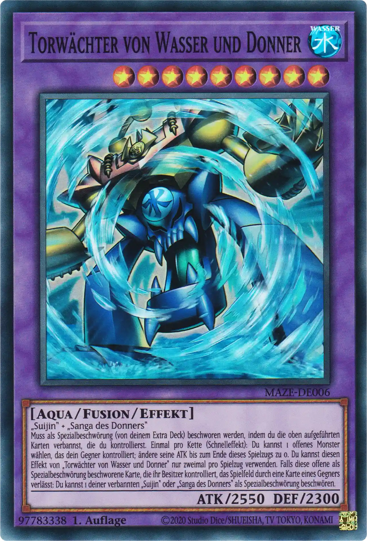 Torwächter von Wasser und Donner Yu-Gi-Oh! Karte MAZE-DE006 Super Rare