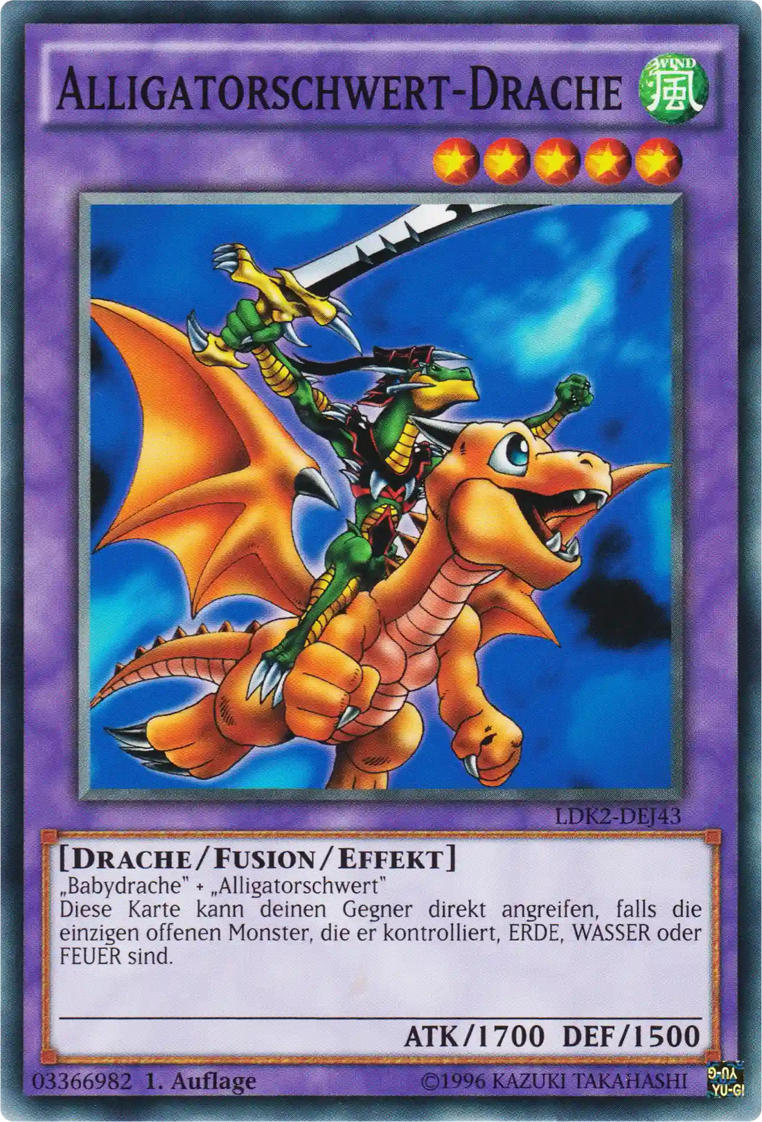 Alligatorschwert-Drache Yu-Gi-Oh! Karte LDK2-DEJ43 Common