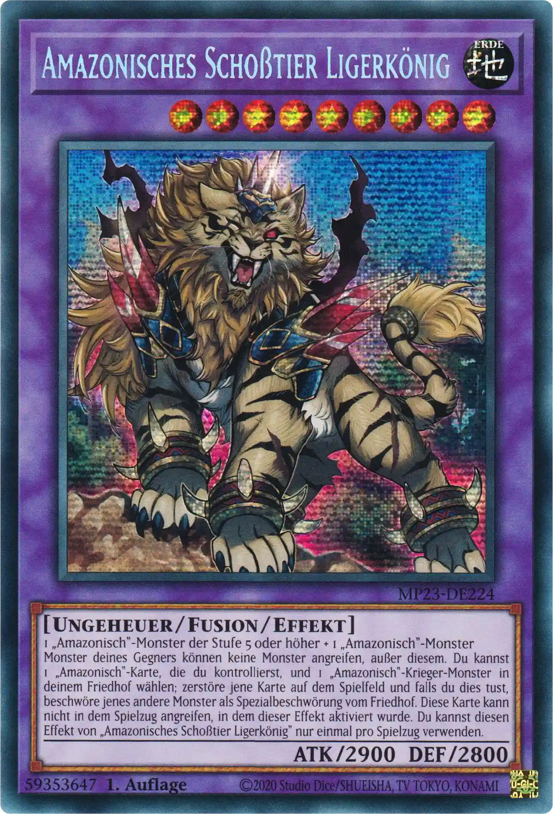 Amazonisches Schoßtier Ligerkönig Yu-Gi-Oh! Karte MP23-DE224 Secret Rare
