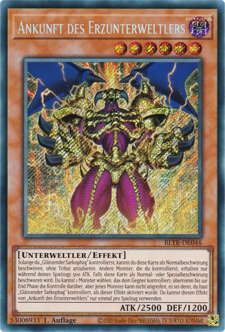 Ankunft des Erzunterweltlers Yu-Gi-Oh! Karte BLTR-DE046 Secret Rare