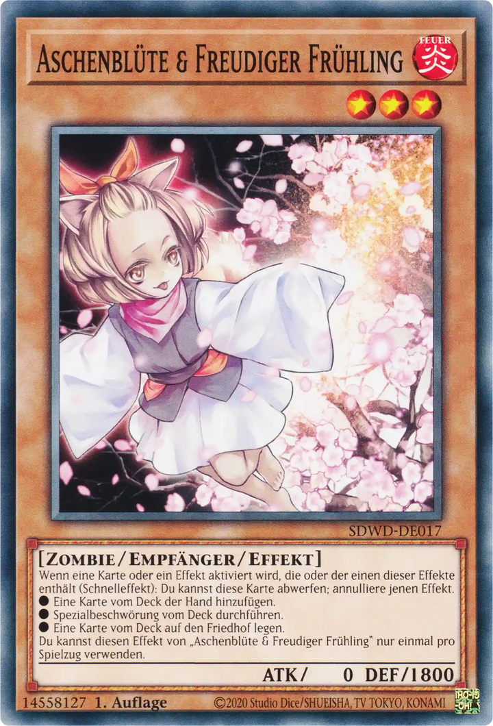 Aschenblüte & Freudiger Frühling Yu-Gi-Oh! Karte SDWD-DE017 Common