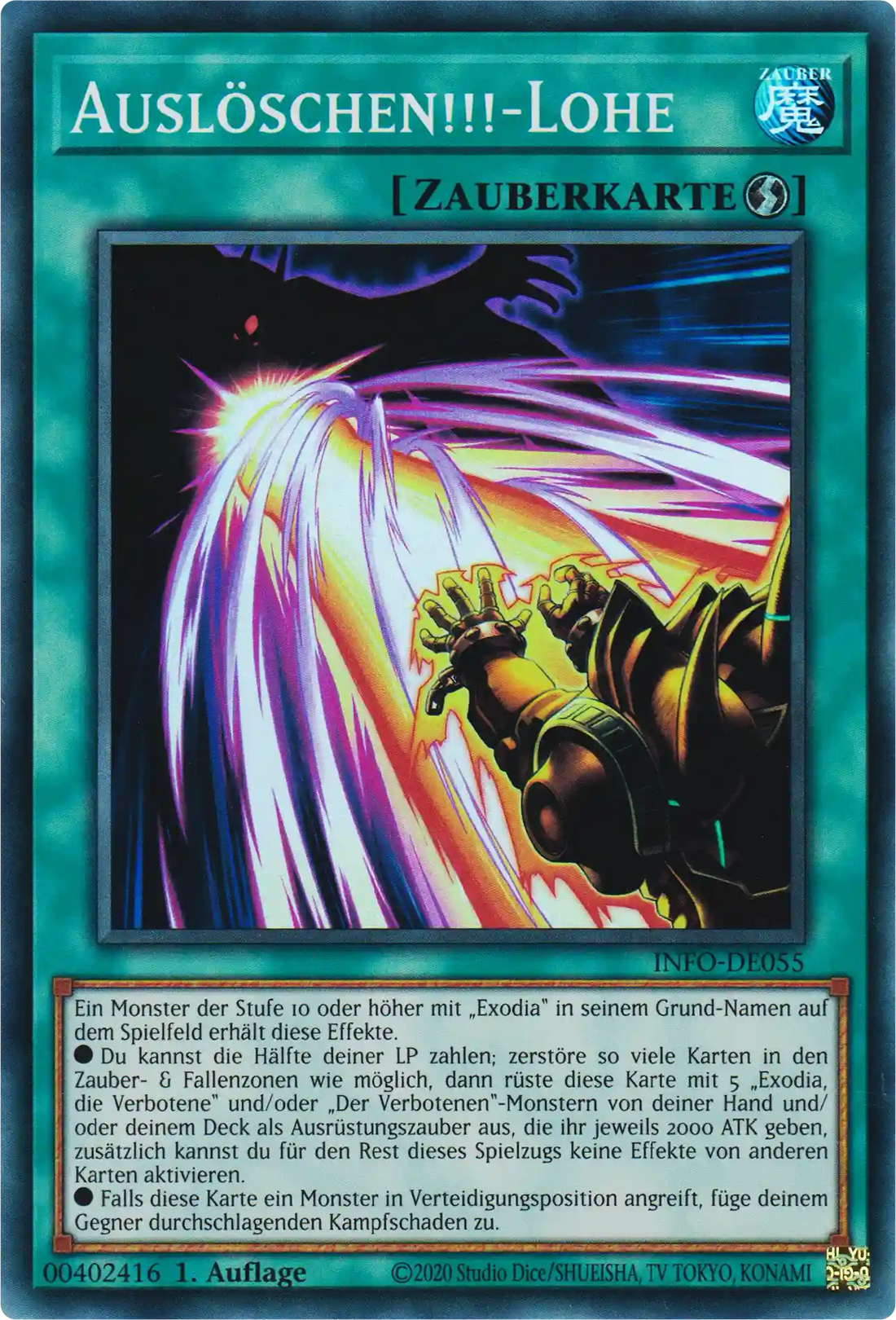Auslöschen!!!-Lohe Yu-Gi-Oh! Karte INFO-DE055 Super Rare