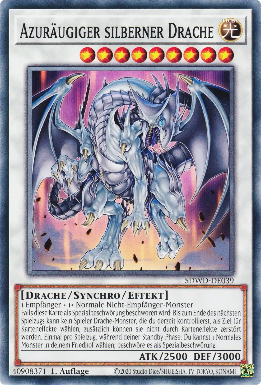 Azuräugiger silberner Drache Yu-Gi-Oh! Karte SDWD-DE039 Common