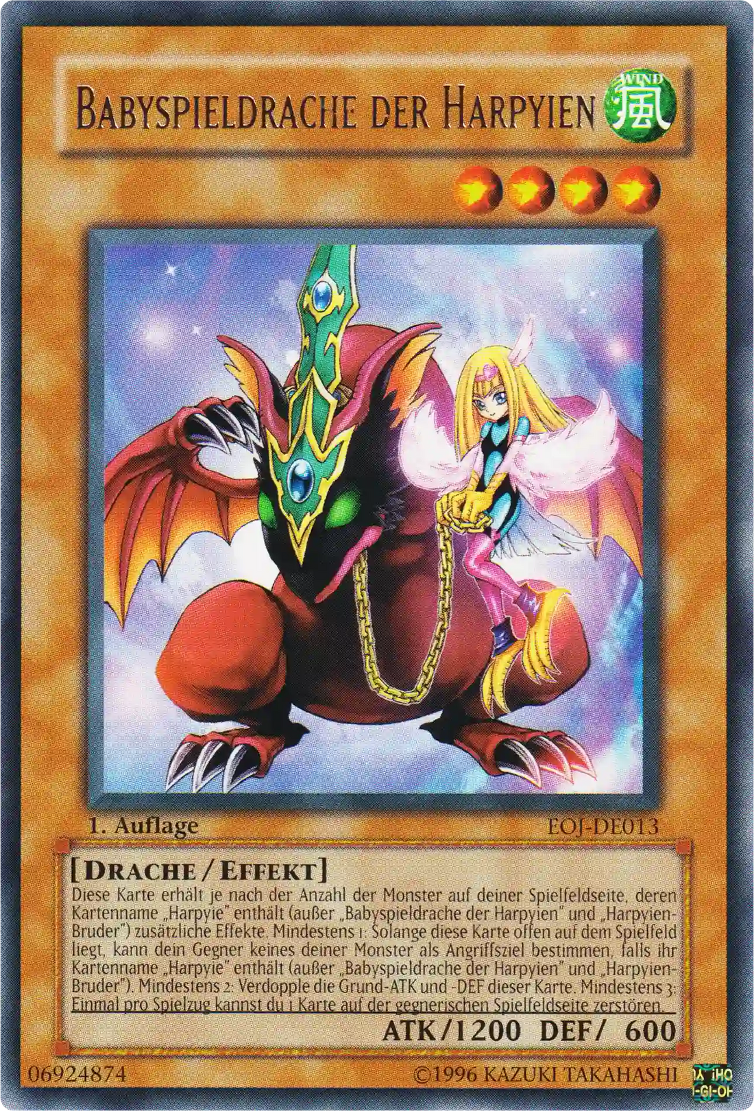 Babyspieldrache der Harpyien Yu-Gi-Oh! Karte EOJ-DE013 Rare
