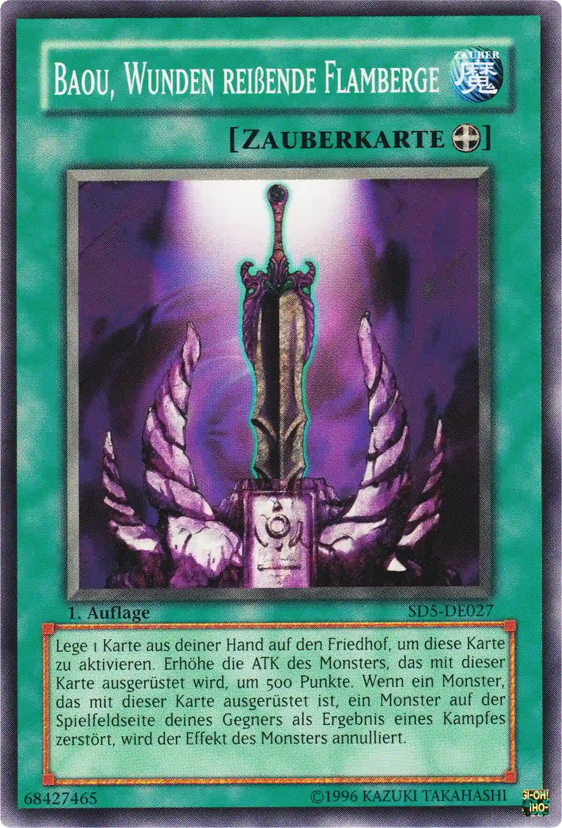 Baou, Wunden reißende Flamberge Yu-Gi-Oh! Karte SD5-DE027 Common