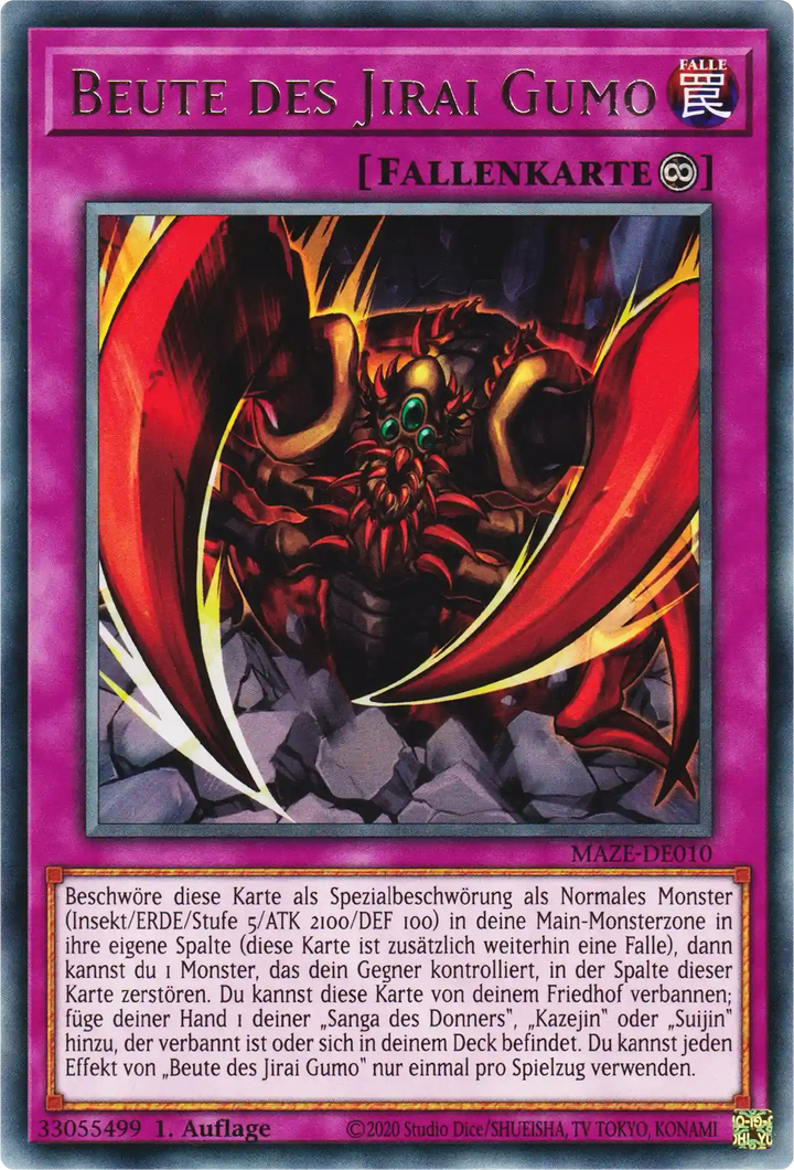 Beute des Jirai Gumo Yu-Gi-Oh! Karte MAZE-DE010 Rare