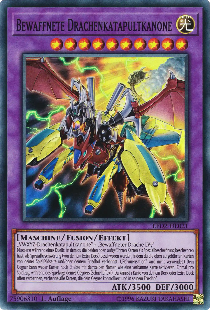 Bewaffnete Drachenkatapultkanone Yu-Gi-Oh! Karte LED2-DE021 Super Rare