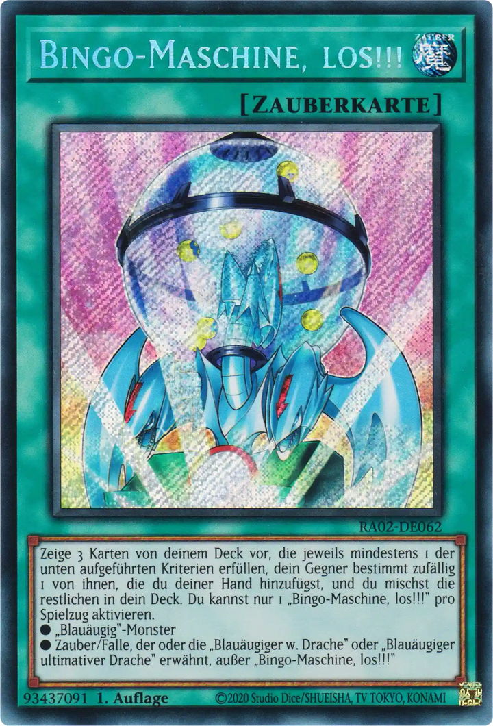 Bingo-Maschine, Los!!! Yu-Gi-Oh! Karte RA02-DE062 Secret Rare