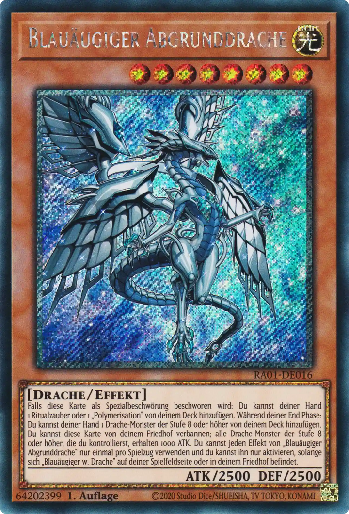 Blauäugiger Abgrunddrache Yu-Gi-Oh! Karte RA01-DE016 Platinum Secret Rare