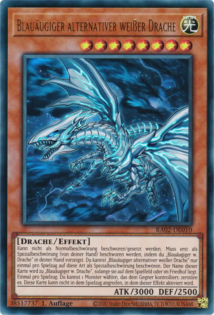 Blauäugiger alternativer weißer Drache Yu-Gi-Oh! Karte RA02-DE010 Ultra Rare