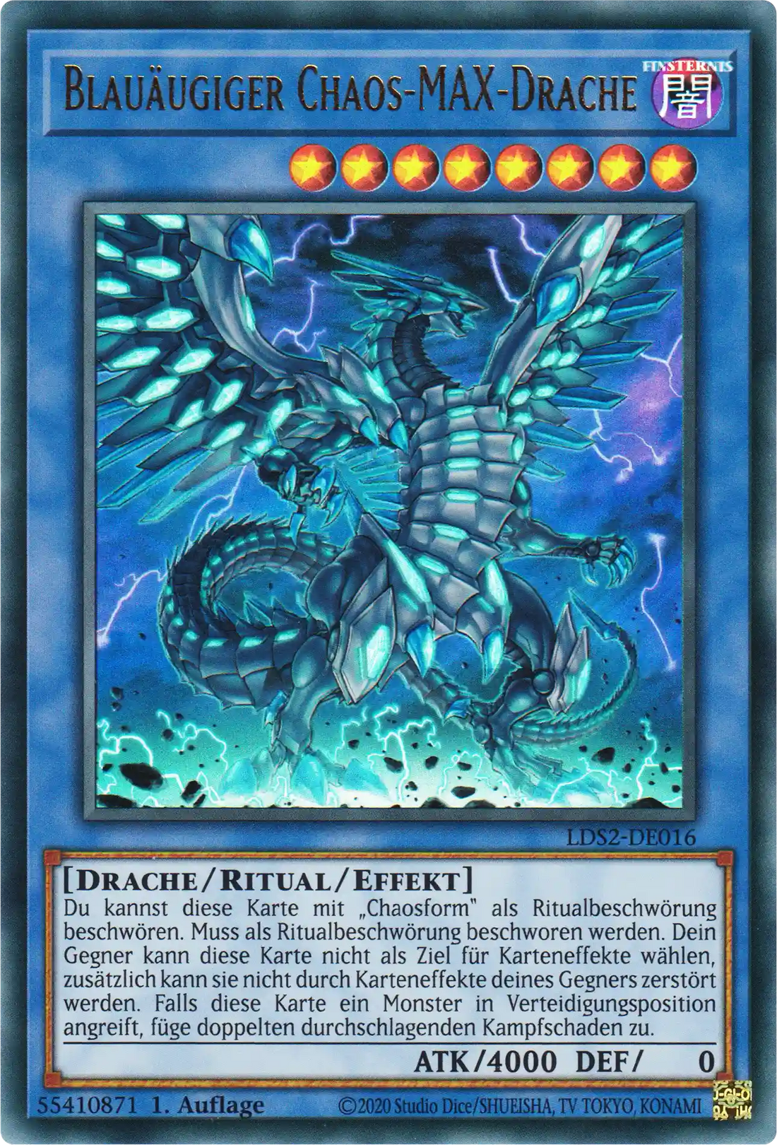 Blauäugiger Chaos-MAX-Drache Yu-Gi-Oh! Karte LDS2-DE016 Ultra Rare