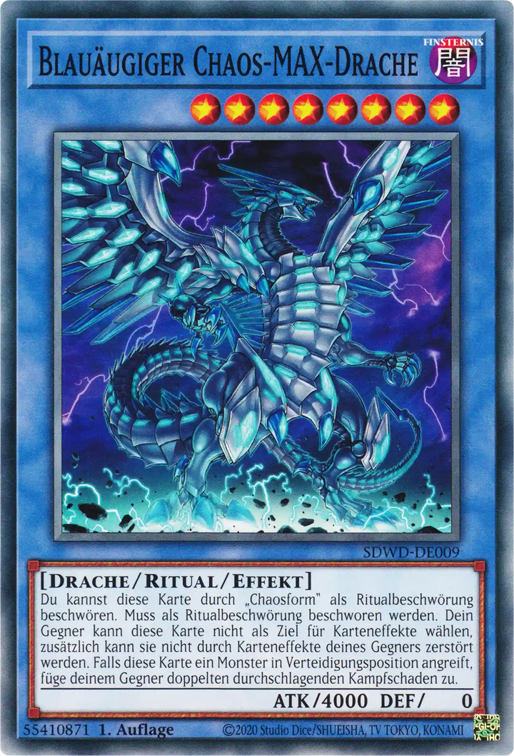 Blauäugiger Chaos-MAX-Drache Yu-Gi-Oh! Karte SDWD-DE009 Common