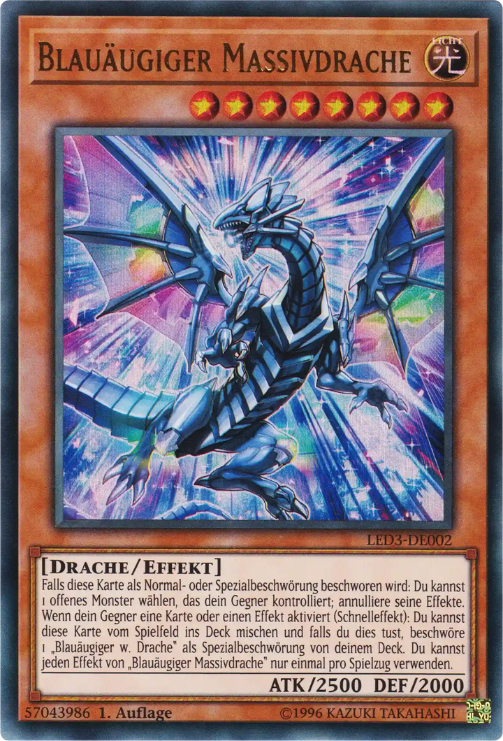 Blauäugiger Massivdrache Yu-Gi-Oh! Karte LED3-DE002 Ultra Rare
