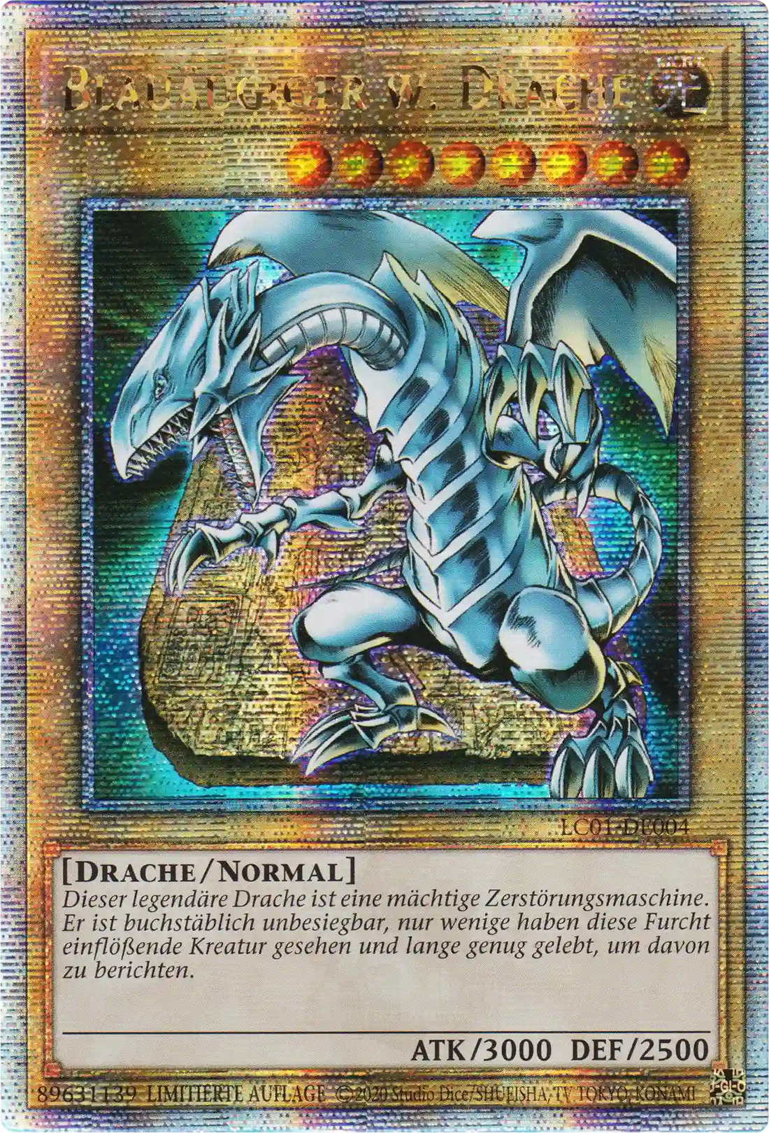 Blauäugiger w. Drache Yu-Gi-Oh! Karte LC01-DE004 Quarter Century Secret Rare