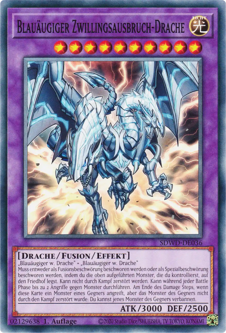 Blauäugiger Zwillingsausbruch-Drache Yu-Gi-Oh! Karte SDWD-DE036 Common