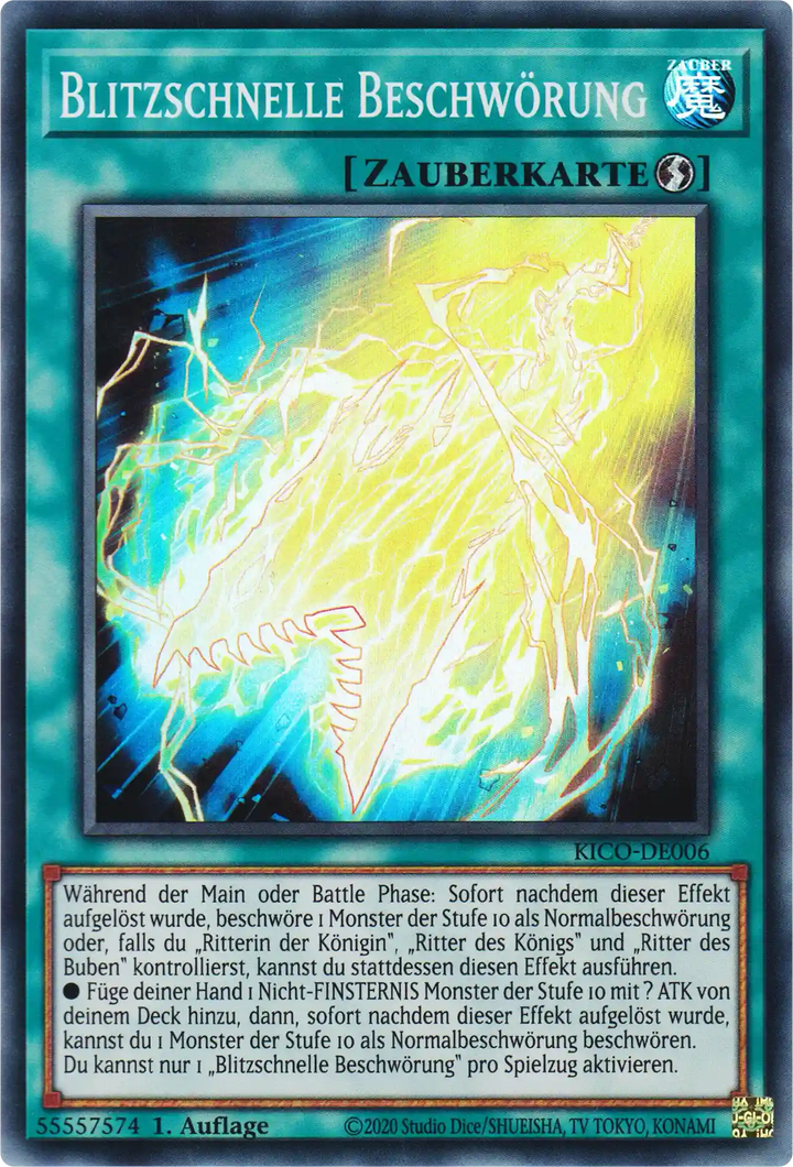 Blitzschnelle Beschwörung Yu-Gi-Oh! Karte KICO-DE006 Super Rare