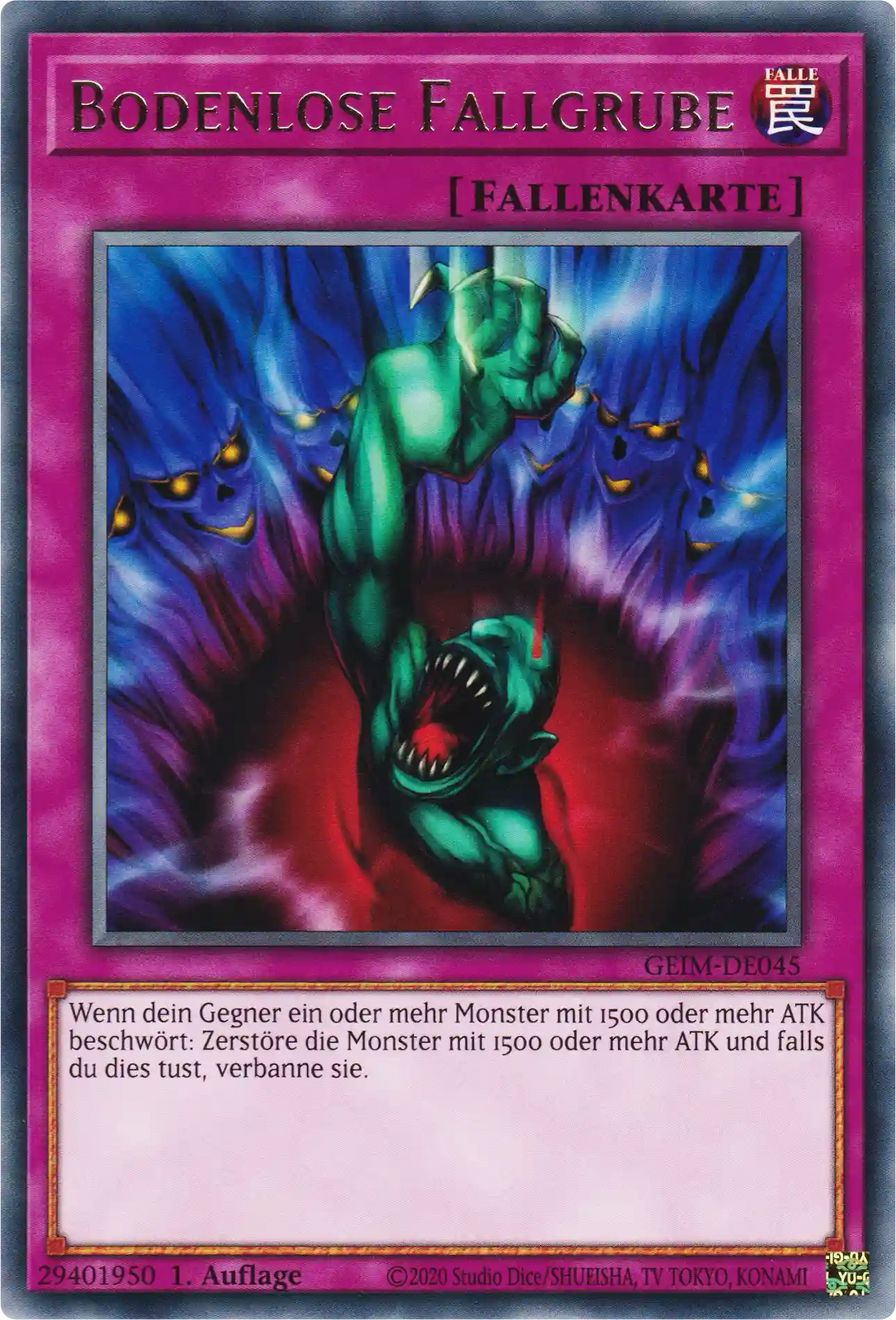 Bodenlose Fallgrube Yu-Gi-Oh! Karte GEIM-DE045 Rare