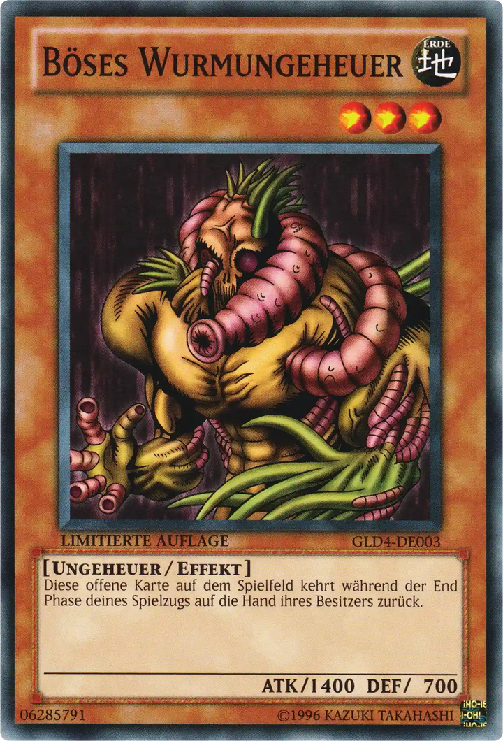 Böses Wurmungeheuer Yu-Gi-Oh! Karte GLD4-DE003 Common