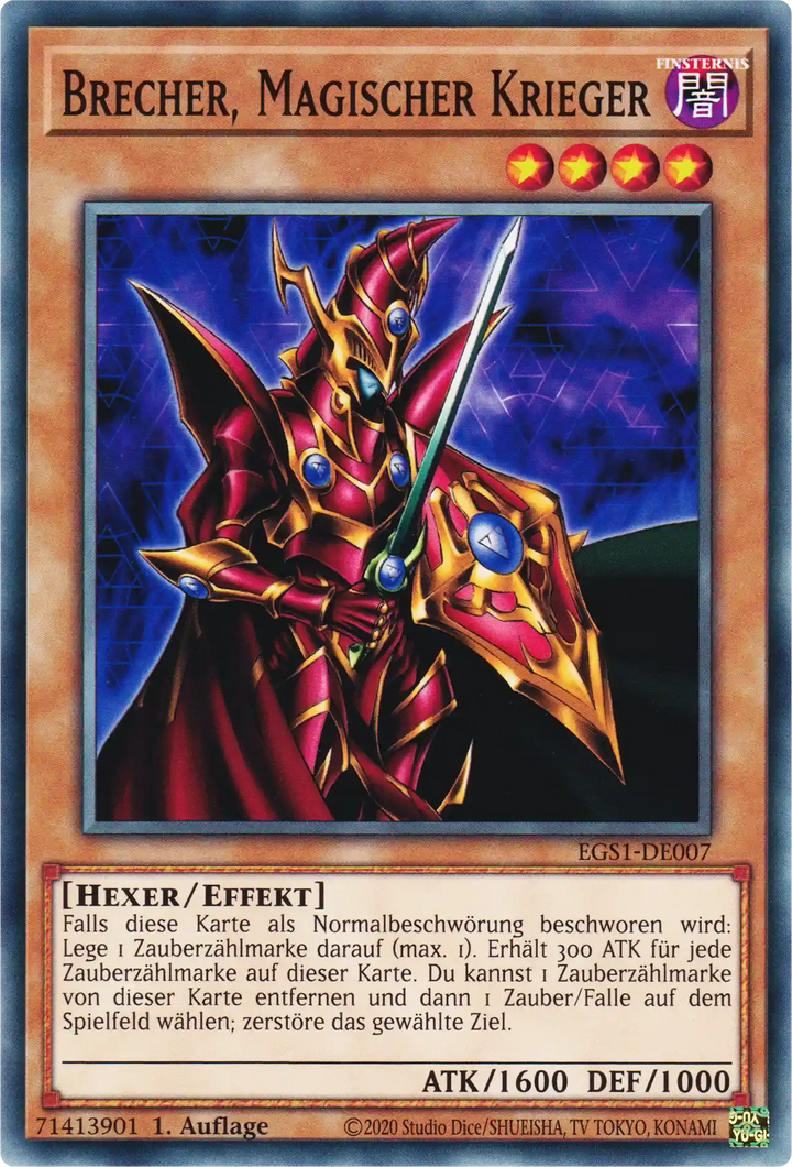 Brecher, Magischer Krieger Yu-Gi-Oh! Karte EGS1-DE007 Common