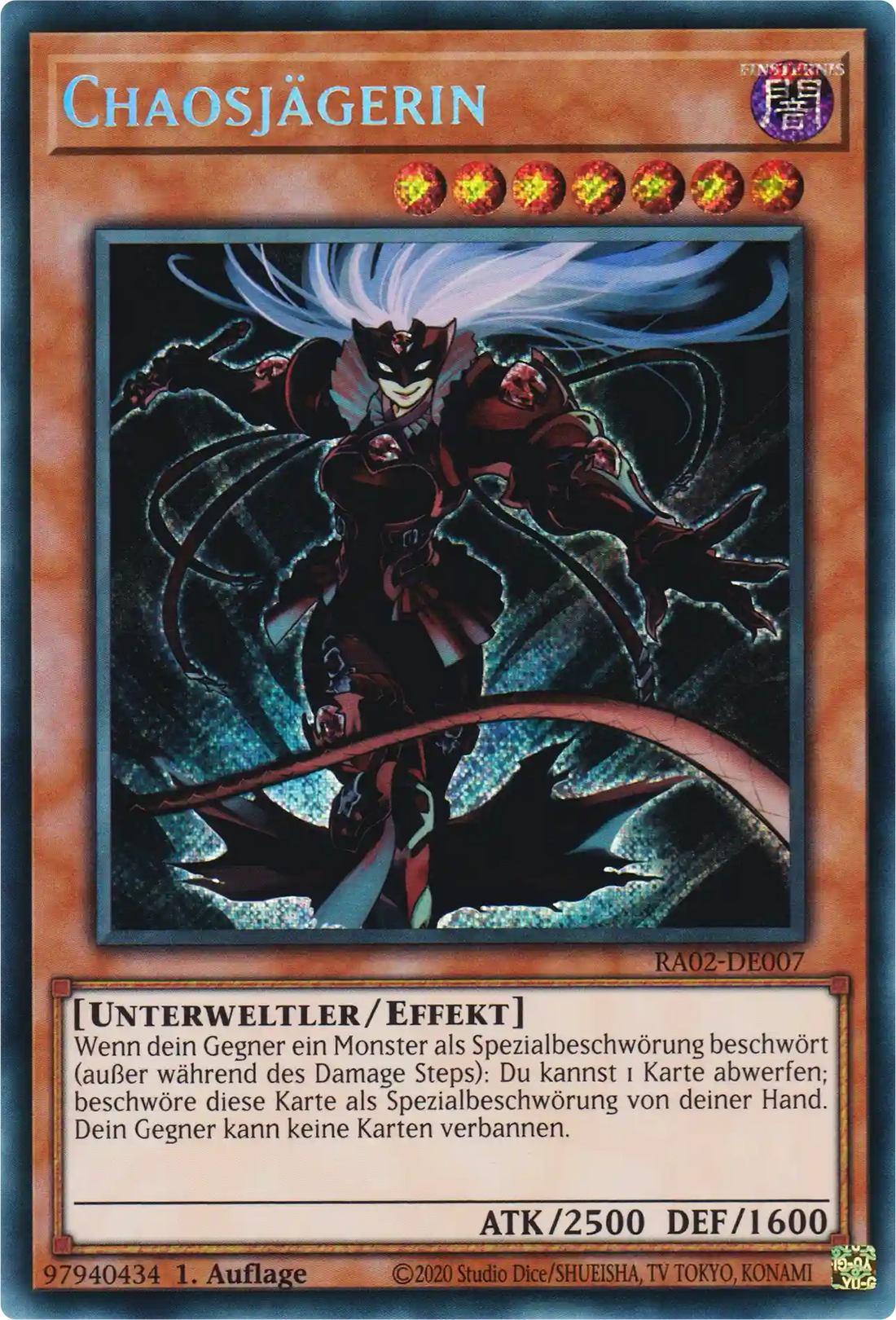 Chaosjägerin Yu-Gi-Oh! Karte RA02-DE007 Secret Rare
