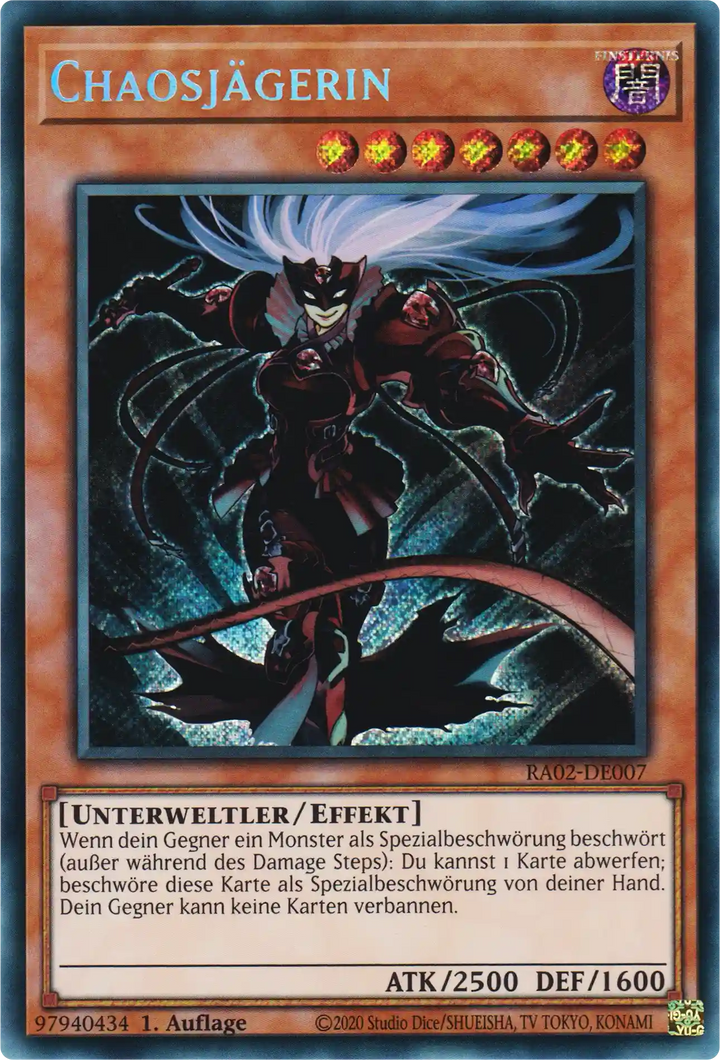 Chaosjägerin Yu-Gi-Oh! Karte RA02-DE007 Secret Rare