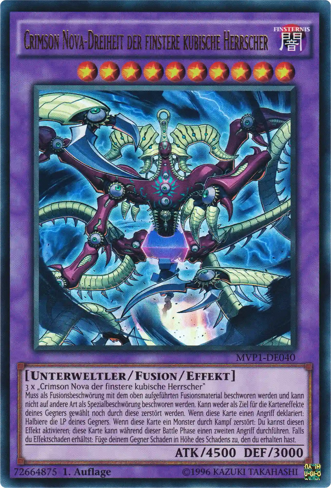 Crimson Nova-Dreiheit der finstere kubische Herrscher Yu-Gi-Oh! Karte MVP1-DE040 Ultra Rare