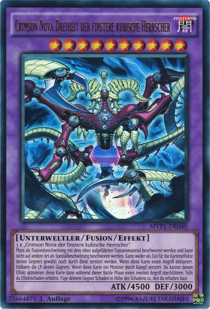 Crimson Nova-Dreiheit der finstere kubische Herrscher Yu-Gi-Oh! Karte MVP1-DE040 Ultra Rare